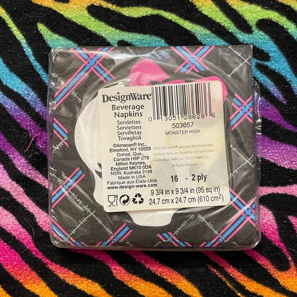 Designware Monster High Skull Napkins with Pink and Black